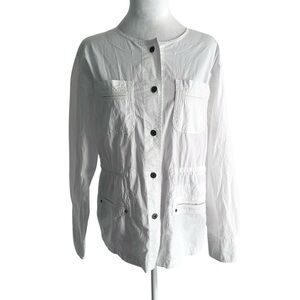 Marrakech Women’s Medium White Lightweight Button Front Shacket Cotton Casual